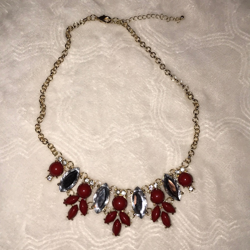 Red, gold, and silver bubble necklace